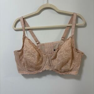 Torrid Full-Coverage Unlined Lace Straight Back Bra Size 44D Nude Sexy